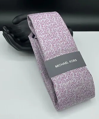 Michael Kors Men's Silk Blend Tie ~ Pink ~ Floral Pattern ~ NEW MSRP: $69.50 • $21.99