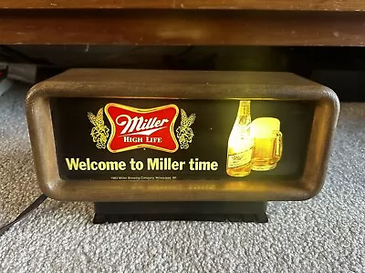 Miller High Life Welcome To Miller Time Lighted  Beer Sign Vintage 1983 Works! • $99.99