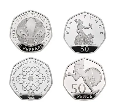 4 Uncirculated UNC 50p Fifty Pence Coins - Scouts Guides Bannister Britannia • £19.95