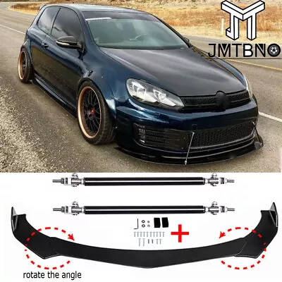 Front Bumper Lip Splitter Chin Spoiler + Strut Rods For VW Golf MK5 MK6 MK7 GTI • $65.49