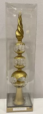 Vintage Handcrafted Glass Christmas Tree Top  Gold Retro Spiral Twist 15” • $20