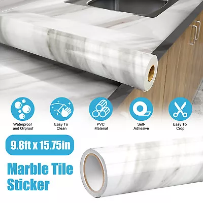 9.8ft Self Adhesive Wallpaper Roll Marble Paper Peel & Stick Kitchen Countertop • $9.98