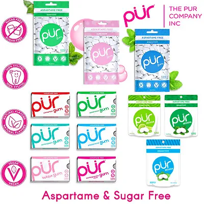 PUR Chewing Gum Or  Mints - Sugar & Aspartame Free  -100% Xylitol-NON-GMO • £4.45