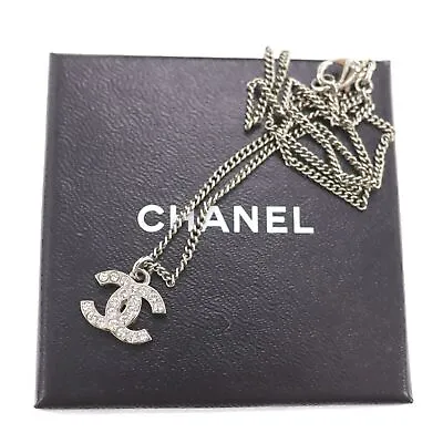 CHANEL CC Logos Used Necklace Rhinestone Silver F12 W France Vintage #CN94 M • £339.54