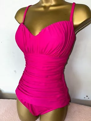 Sexy Ladies Miraclesuit Pink Padded Tummy Control Swimsuit   Size 14 • £12.50