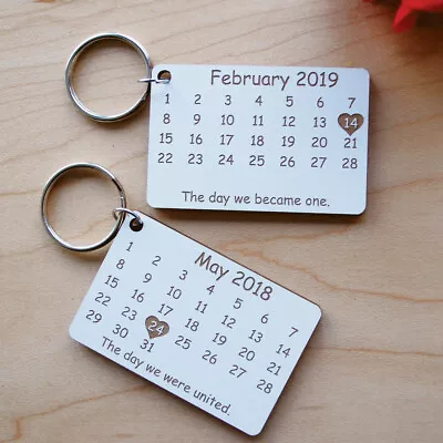 Calendar - Personalised Laser Cut Keyring - Anniversary Wedding Valentines • £4.95