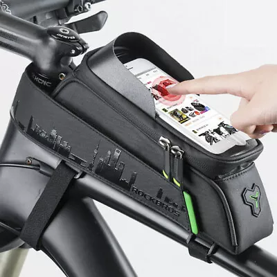 ROCKBROS Bike Front Frame Bag Top Tube Bag Waterproof Phone Holder Case 5.8/6.0  • $19.99