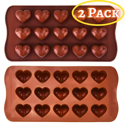2 Pack Wax Melt Mould Silicone 15 Love Hearts Chocolate Soap Mold Baking • £2.99