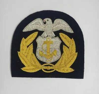 US MERCHANT Marine Officer Uniform  Embroidered  Bullion Blazer Cap Patch Crest • $18