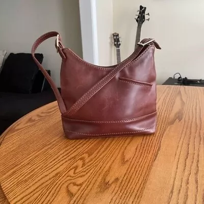 Mario Hernandez Leather Distressed Brown Hobo Bag Rare Find  • $110