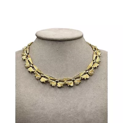 Vtg Signed Trifari Gold Tone Necklace Classic Choker Designer Costume Jewelry • $45