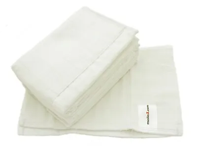 MuslinZ 6PK Prefold Pre Folds Washable Cloth Nappies Boosters Size 3 White • £14.99