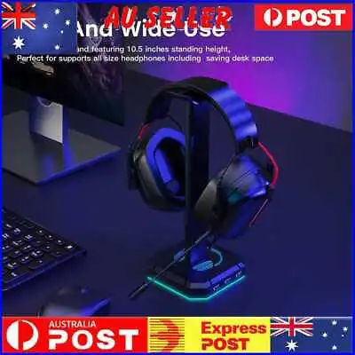 RGB Headset Stand With 3 USB 2.0 Ports Gaming PC Headphone Holder (Black) • $23.29