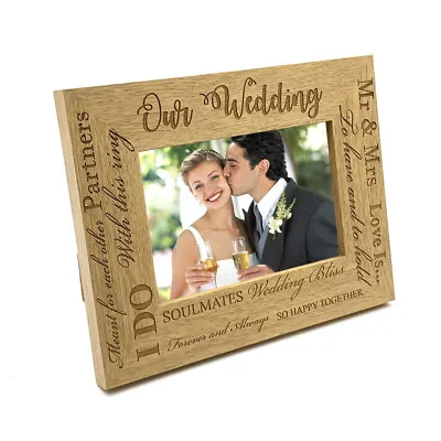 £13.98 • Buy Wedding Day Multi Script Wooden Photo Frame Gift FW-195