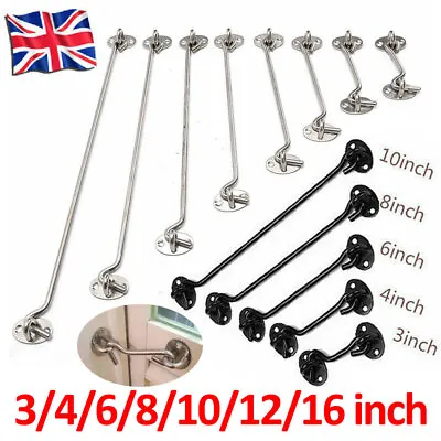 Cabin Hook And Eye Latch Lock Shed Gate Door Stainless Steel Catch Silent Holder • £4.59