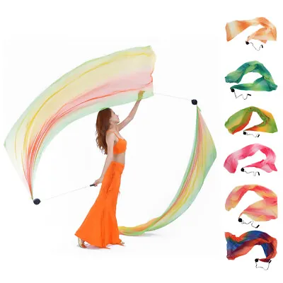 £18.42 • Buy Silk Veil Scarf Poi Ball Set For Belly Dance Yoga Costume Accessories 206 X 70cm