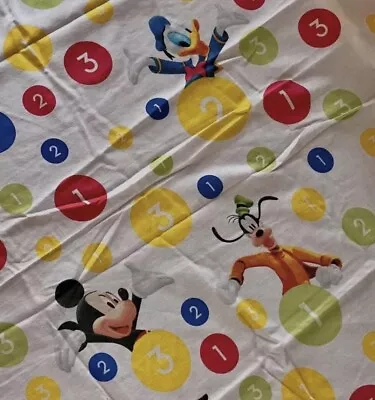 Franco Disney Mickey Mouse Twin Flat Sheet Goofy Donald 123s Multi Color Circles • $8.99