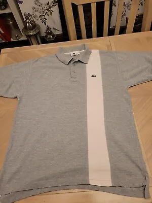 Lacoste Polo Shirt Size 5 Grey With Stripe With Hint Of Pink • £15