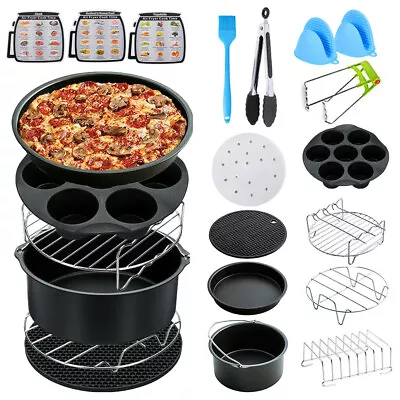 Air Fryer 20PCS 7'' 8  Accessories Frying Cage Dish Baking Pan Rack Pizza • $36.99