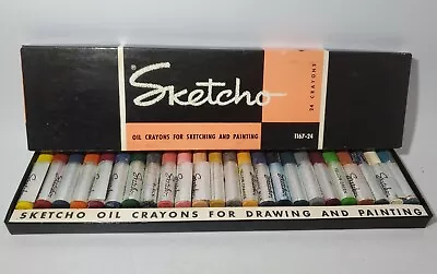Vintage Sketcho Set Of 24 Oil Crayons Pastels No. 1167 In Original Box • $34.73