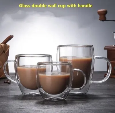 Double Wall Insulated Glasses Thermal Coffee Glass Mug Tea Cup 80/250/350/450ml  • £9.99