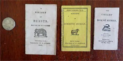 Children's Animal Chap Books C. 1840's Lot X 3 Illustrated Juvenile Books Mini • $135