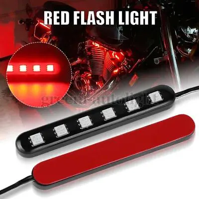 2X 3inch Red 6 LED Light Motorcycle Tail Brake Signal Flash Strobe Light Strip • $10.59