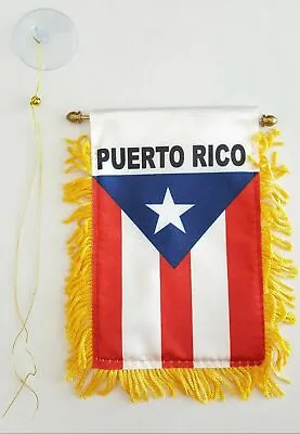 Puerto Rico Mini Banner Flag Great For Car & Home Window Mirror Hanging • $6.64
