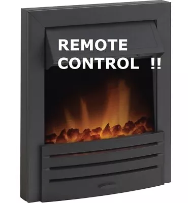 Electric Fire Black Steel Coal Flame Effect Led Remote Control Inset Bnib • £181.99