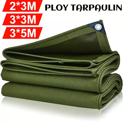 3M/5M Heavy Duty Canvas Army Tarpaulin Waterproof Dustproof Tarp Sun Blocked • $12.59