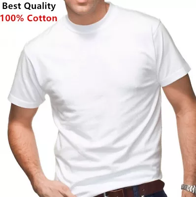 New 12 Pack Men's 100% Cotton Tagless T-Shirt Undershirt Tee Plain White S-XL • $25.99