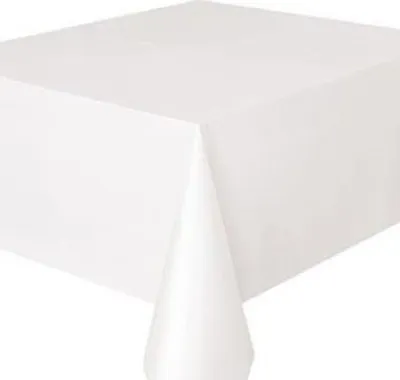 Plain White Pvc Oil Vinyl Fabric Table Cloth Cover Protector Easy Wipe Clean • £4.20