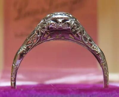 14k Antique Vs Natural Diamond Solitaire Filigree Art Deco Old Engagement Ring • $199