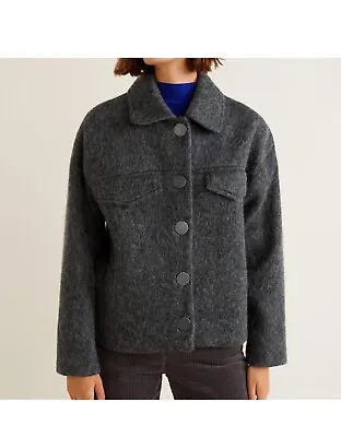 Mango Gray Wool Blend Button Up Jacket Xs • $70