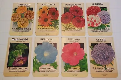 Lot Of 8 Vintage FLOWER SEED PACKETS (S74)-Schmidt Litho-F.F. Smith-3 1/4  X 5  • $14