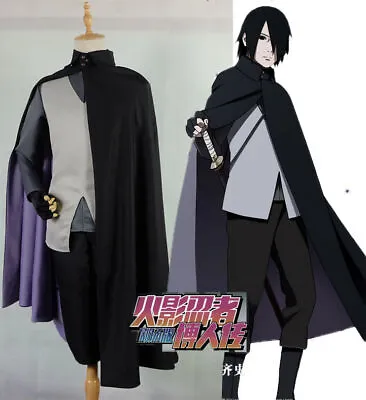 NARUTO BORUTO Uchiha Sasuke Movie Anmie Cosplay Costume Uniform Kimono Wig • $115