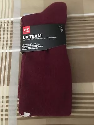 Under Armour UA Team Performance Over The Calf Sock Maroon White Adult XL NWT • $9.99