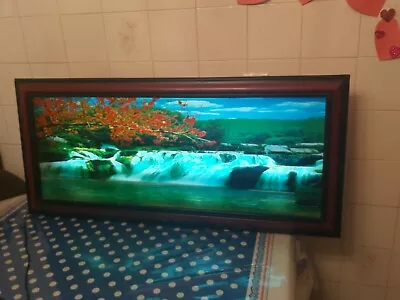 Framed Light Up Motion Waterfall Picture Art With Water And Nature Sounds • $54.87