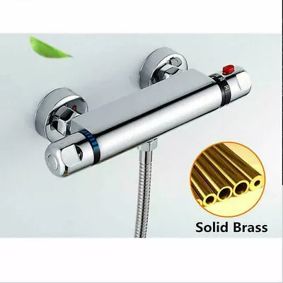 Thermostatic Exposed Bar Shower Mixer Valve Tap Chrome Bottom 1/2  Outlet New • £23.99