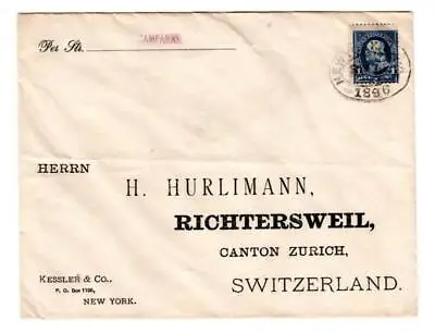 1896 Cover USA To Switzerland Steamer Cover • $5