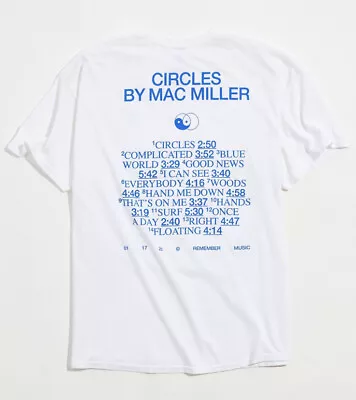 NWT Authentic Mac Miller Circles Tracklist Tee Tour UO Tshirt SMALL S • $35