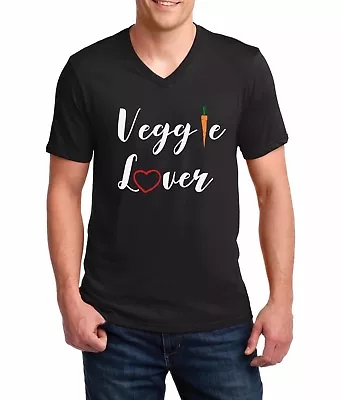 Mens V-neck Veggie Lover #2 T Shirt Plant Based Go Vegan Vegetarian Gift Tee • $15.99