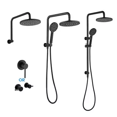 Decaura Shower Head Set Black 9  Rainfall Round Bathroom Wall Mount Mixer Taps • $259.99