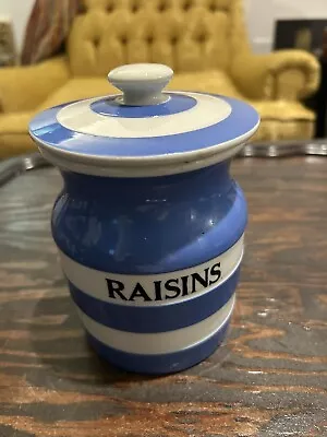 TG Green CORNISH KITCHEN WARE Canister W/ Lid Blue White Green Mark 60s Large • $30