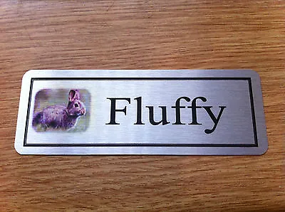 Personalised Rabbit Hutch Door Name Plaque Sign Silver • £3.99