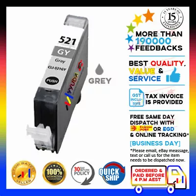 1x YYUDA NoN-OEM INK CLI521 GREY For Canon MP550 MP620 IP4600 W/chip • $9.90