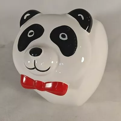 Ceramic Panda Cookie Jar Bowtie Black White Red Himark Kitchen Storage 8 In • $21.19