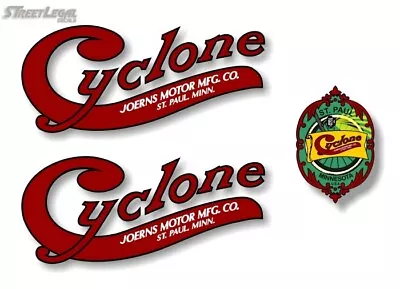 3 Piece CYCLONE Motorcycle Vinyl Decals Vintage Gas Tank Electric Bike Stickers • $8.48