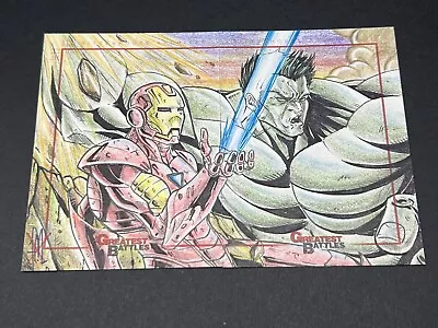 Marvel Greatest Battles Sketch Cards By Felix Morales Hulk Vs Iron Man • $149.95