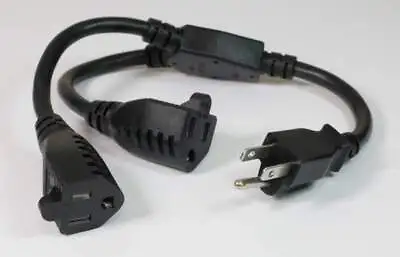 1 Feet US 3 Prong AC Power Y Cable Cord Extension Splitter M/F 16 AWG PC Monitor • $4.40